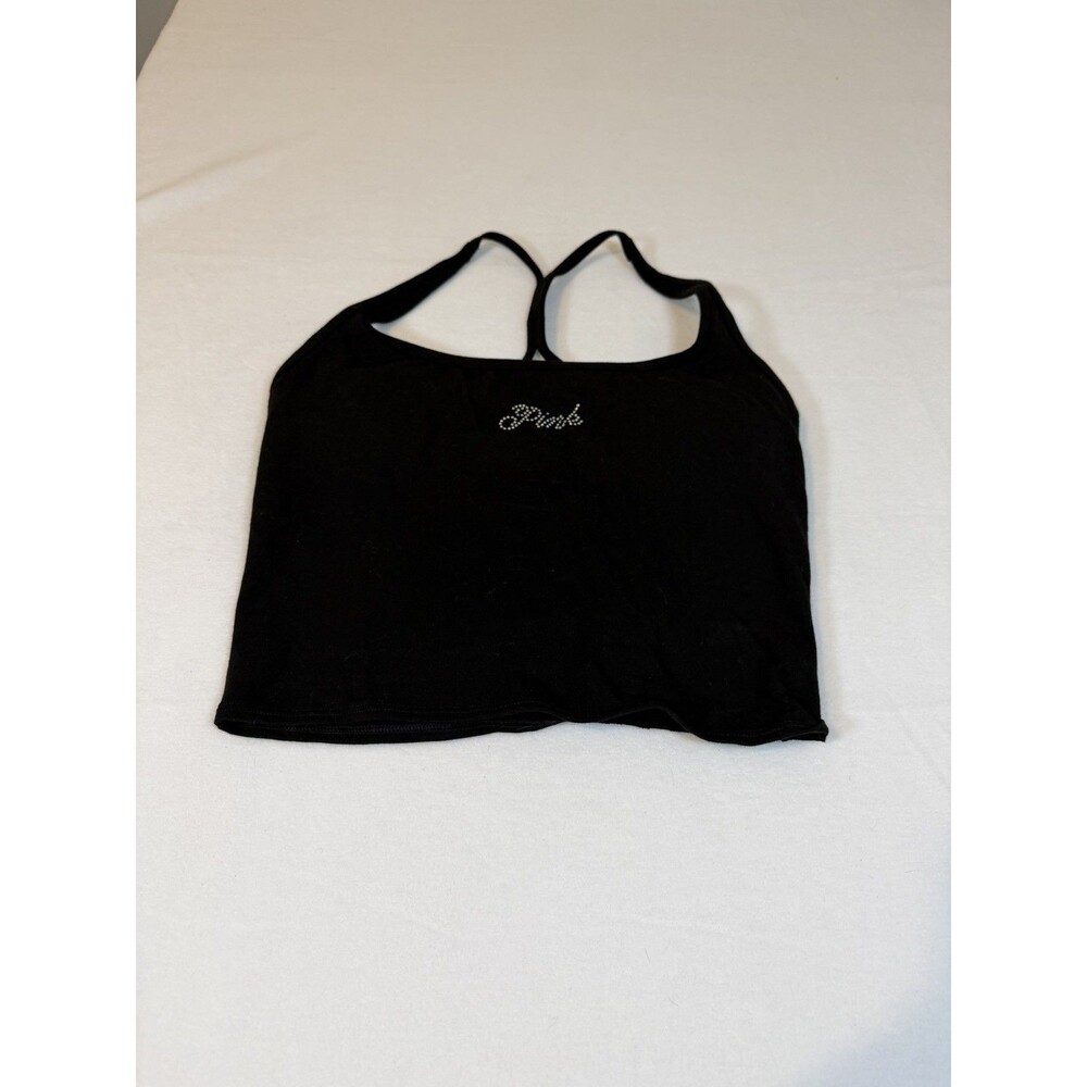 PINK Victoria Secret Tank Top Medium Adult Black Racerback Yoga Gym Womens NWT